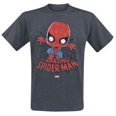 تی شرت فانکو پاپ تی طوسی مرد عنکبوتی شگفت انگیز سایز (M), سایز: Medium, image 