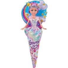 عروسک قیفی یونیکورن Sparkle Girlz مدل Unicorn Princess با موهای بنفش و شاخ بنفش, image 