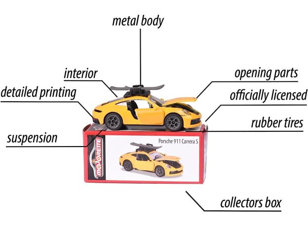 پک تکی ماشين پورشه زرد 911 Carrera S Majorette, تنوع: 212053153-Porsche Carrera Yellow, image 4