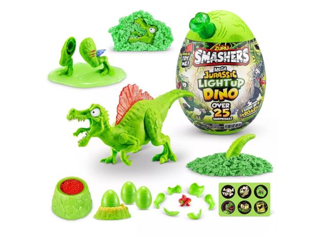 تخم داینو اسمشرز Smashers سری مگا ژوراسیک لایت آپ Mega Jurassic Lightup چراغدار با استخوان سبز, تنوع: 74108-Green, image 