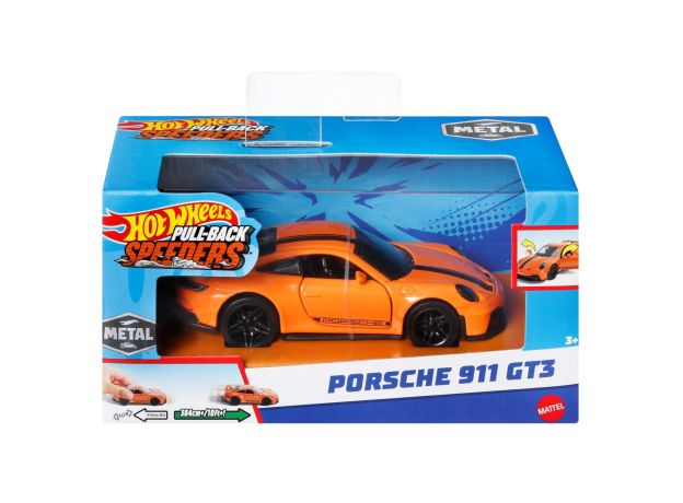 ماشین عقب کش Hot Wheels سری Pull-Back Speeders مدل Porsche 911 GT3, image 