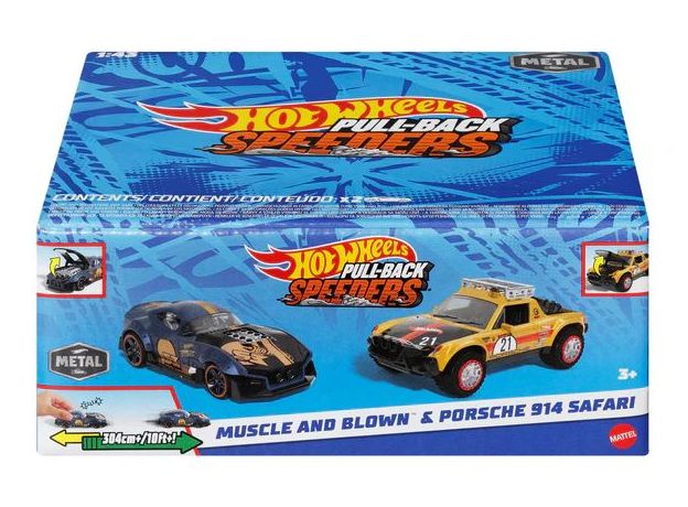 پک 2 تایی ماشین‌ های Hot Wheels سری Pull-Back Speeders مدل  Muscleو  Porsche 914 Safari, تنوع: HPR91-Porsche, image 6