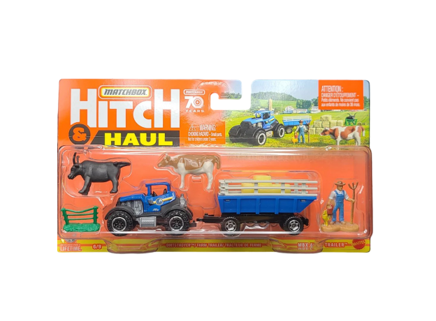 پک تریلر و تراکتور Match Box سری Hitch and Haul مدل Farm Trailer, تنوع: H1235-Farm Trailer, image 