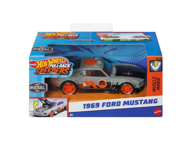 ماشین عقب کش Hot Wheels سری Pull-Back Speedersمدل 1969 Ford Mustang, تنوع: HPT04-1969 Ford Mustang, image 5