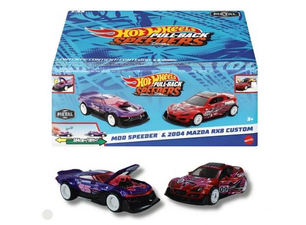 پک 2 تایی ماشین‌ های Hot Wheels سری Pull-Back Speeders مدل  Mod Speederو 2004 Mazda, تنوع: HPR91-Mazda, image 