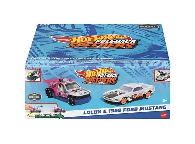 پک 2 تایی ماشین‌ های Hot Wheels سری Pull-Back Speeders مدل Loluxو 1969 Ford Mustang, تنوع: HPR91-Ford Mustang, image 8