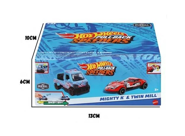 پک 2 تایی ماشین‌ های Hot Wheels سری Pull-Back Speeders مدل Mighty K و Twin Mill, تنوع: HPR91-Mighty K, image 6