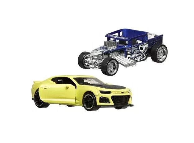 پک 2 تایی ماشین‌ های Hot Wheels سری Pull-Back Speeders مدل  2022 Camaro ZL1و Bone Shaker, تنوع: HPR91-Bone Shaker, image 2