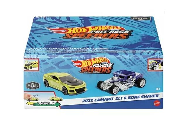 پک 2 تایی ماشین‌ های Hot Wheels سری Pull-Back Speeders مدل  2022 Camaro ZL1و Bone Shaker, تنوع: HPR91-Bone Shaker, image 7