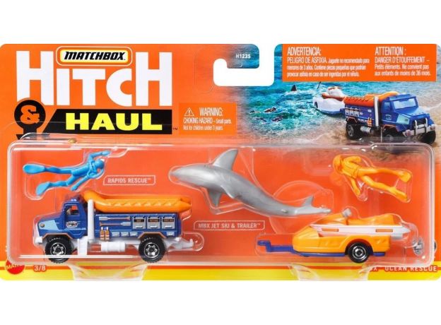 پک تریلر و کامیون Match Box سری Hitch and Haul مدل Ocean Rescue, تنوع: H1235-Ocean Rescue, image 