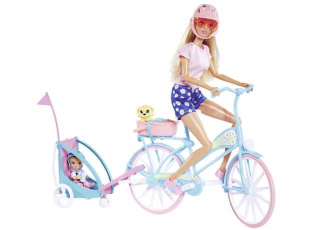 ست عروسک 29 سانتی Steffi Love مدل Bike Trailer به همراه کودک, image 2