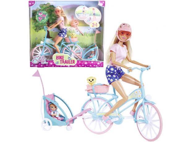 ست عروسک 29 سانتی Steffi Love مدل Bike Trailer به همراه کودک, image 