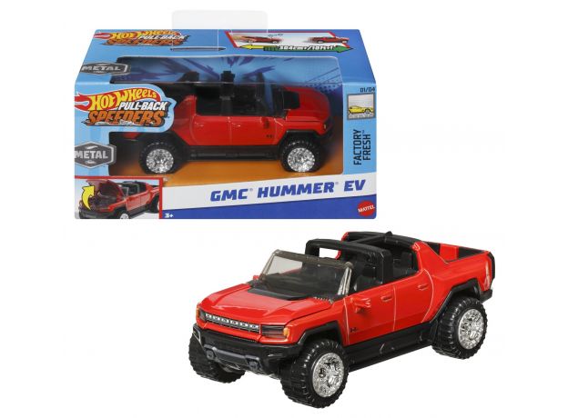 ماشین عقب کش Hot Wheels سری Pull-Back Speeders مدل GMC Hummer EV قرمز, تنوع: HPT04-GMC Hummer EV, image 