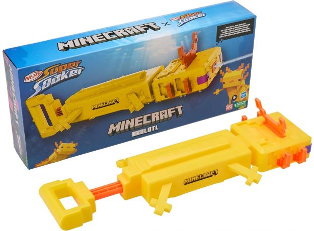 تفنگ آبپاش نرف Nerf مدل Super Soaker Minecraft Axolotl, image 