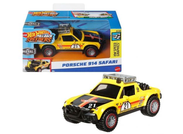 ماشین عقب کش Hot Wheels سری Pull-Back Speeders مدل Porsche 914 Safari, تنوع: HPT04-Porsche 914 Safari, image 