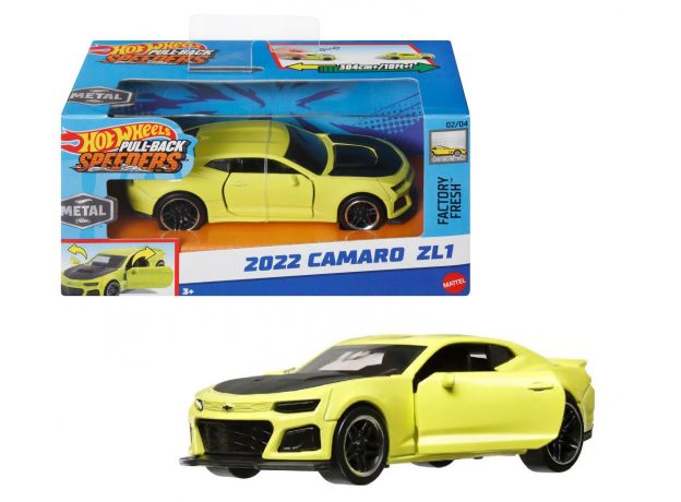 ماشین عقب کش Hot Wheels سری Pull-Back Speeders مدل 2022 Camaro ZL1, تنوع: HPT04-Camaro ZL1, image 