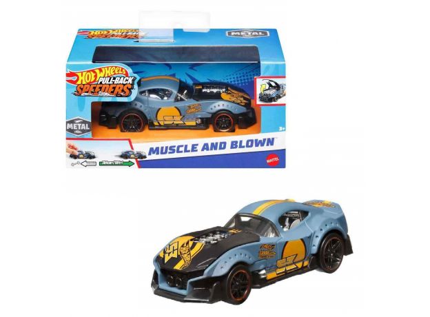 ماشین عقب کش Hot Wheels سری Pull-Back Speeders مدل Muscle and Blown, تنوع: HPT04-Muscle and Blown, image 