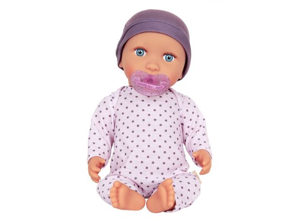 عروسک نوزاد 35 سانتی LullaBaby با لباس یاسی خال خالی, image 