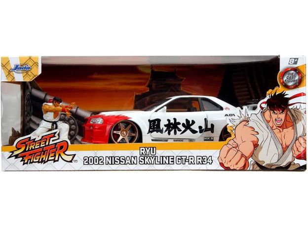 ماشین فلزی نیسان اسکای لاین 2002 مدل GT-R R34 و فیگور فلزی Ryu با مقیاس 1:24, تنوع: 253255071-Ryu, image 10