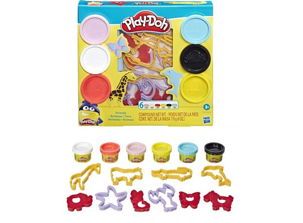 پک 6 تایی خمیربازی به همراه قالب حیوانات Play Doh, تنوع: E8530-Anima, image 