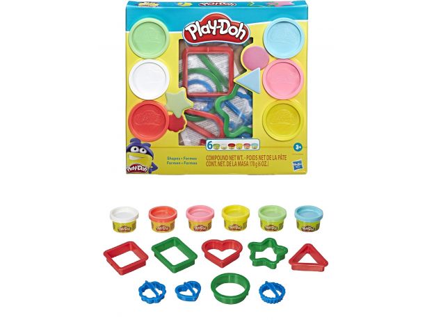 پک 6 تایی خمیربازی به همراه قالب اشکال Play Doh, تنوع: E8530-Shape, image 