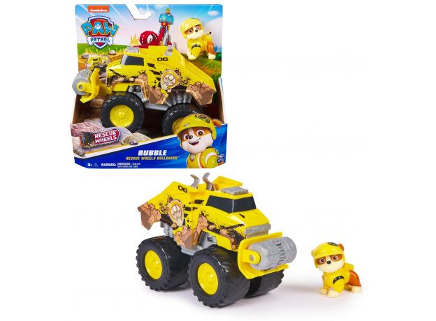 بولدوزر نجات با فیگور رابل سگ های نگهبان Paw Patrol سری Rescue Wheels, تنوع: 6069372-Rubble, image 