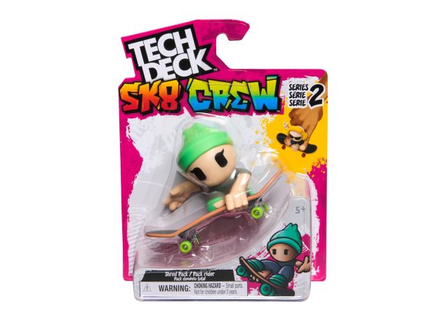 اسکیت انگشتی و فیگور تک دک Tech Deck مدل SK8 Crew سری 2 با کلاه سبز, image 