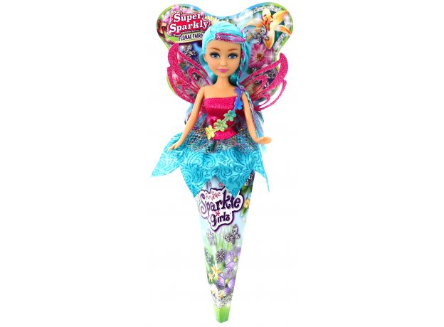 عروسک قیفی پری Sparkle Girlz مدل Floral Fairy (با بال سرخابی), image 