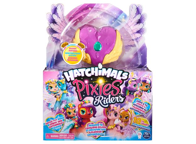 عروسک هچیمال پیکسی رایدر سورپرایز Hatchimals Pixies سری Riders مدل قلب بنفش و بال طلایی, image 