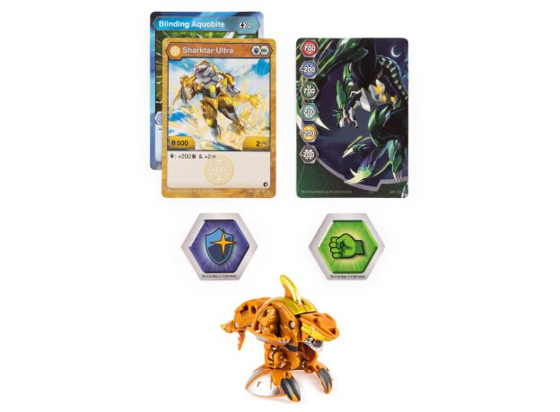 پک تکی Ultra باکوگان Bakugan سری GeoGan Rising مدل Sharktar Gold, image 2